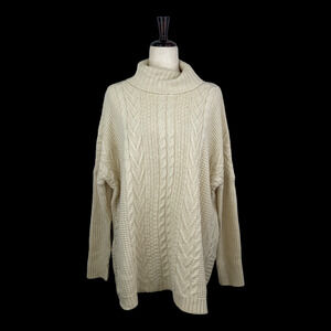 JOSEPH A Women's Cream Cable Knit Turtleneck Sweater Size Large